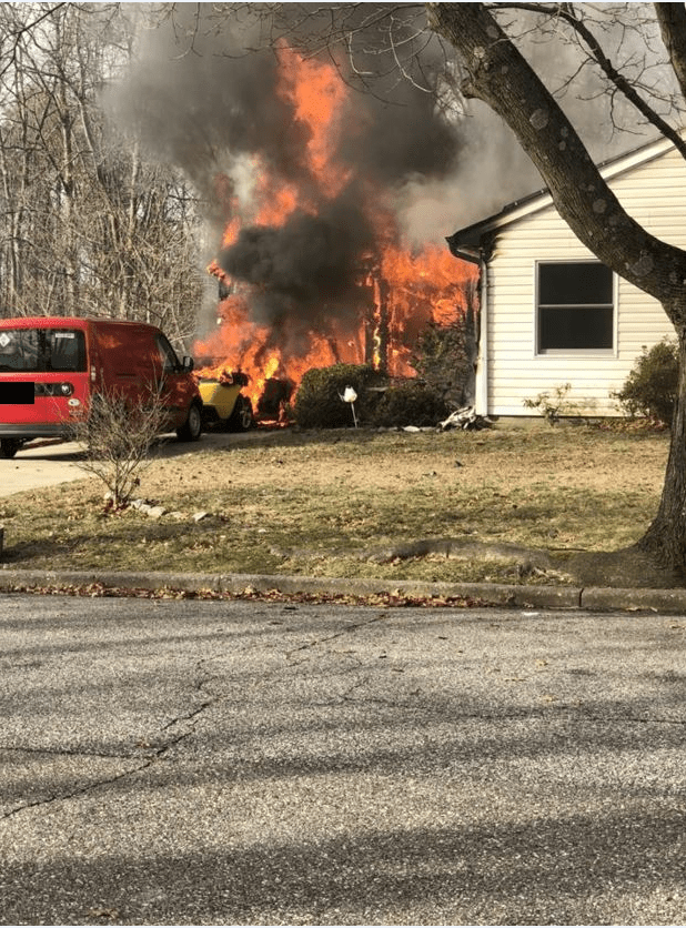 Holtsville Fire Department Battles Garage Fire